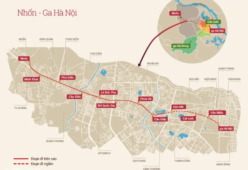 Tuyến metro Nhổn - ga Hà Nội: Hướng dẫn di chuyển, lộ trình 10