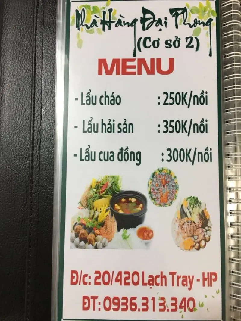 Hấp dẫn với thực đơn tại Nh&agrave; h&agrave;ng hải sản Đại Phong Hải Ph&ograve;ng 11