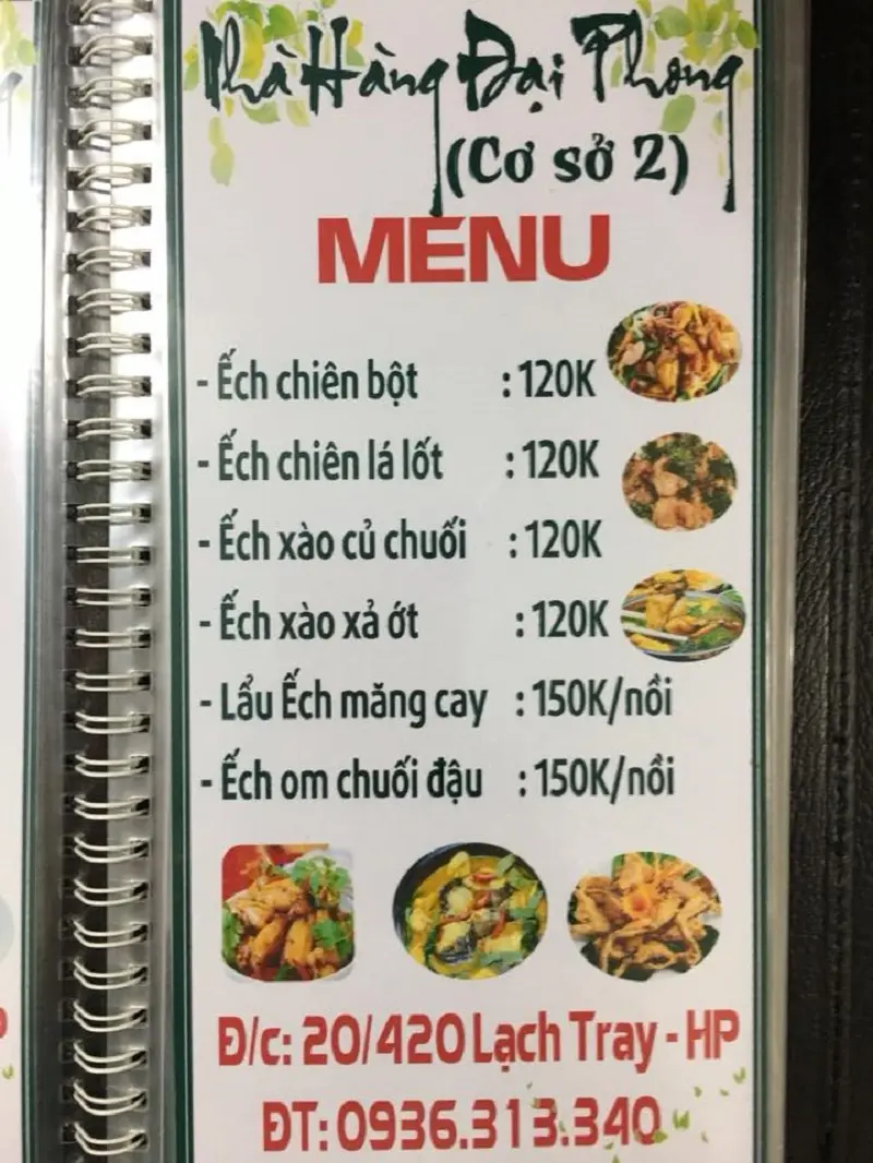 Hấp dẫn với thực đơn tại Nh&agrave; h&agrave;ng hải sản Đại Phong Hải Ph&ograve;ng 3