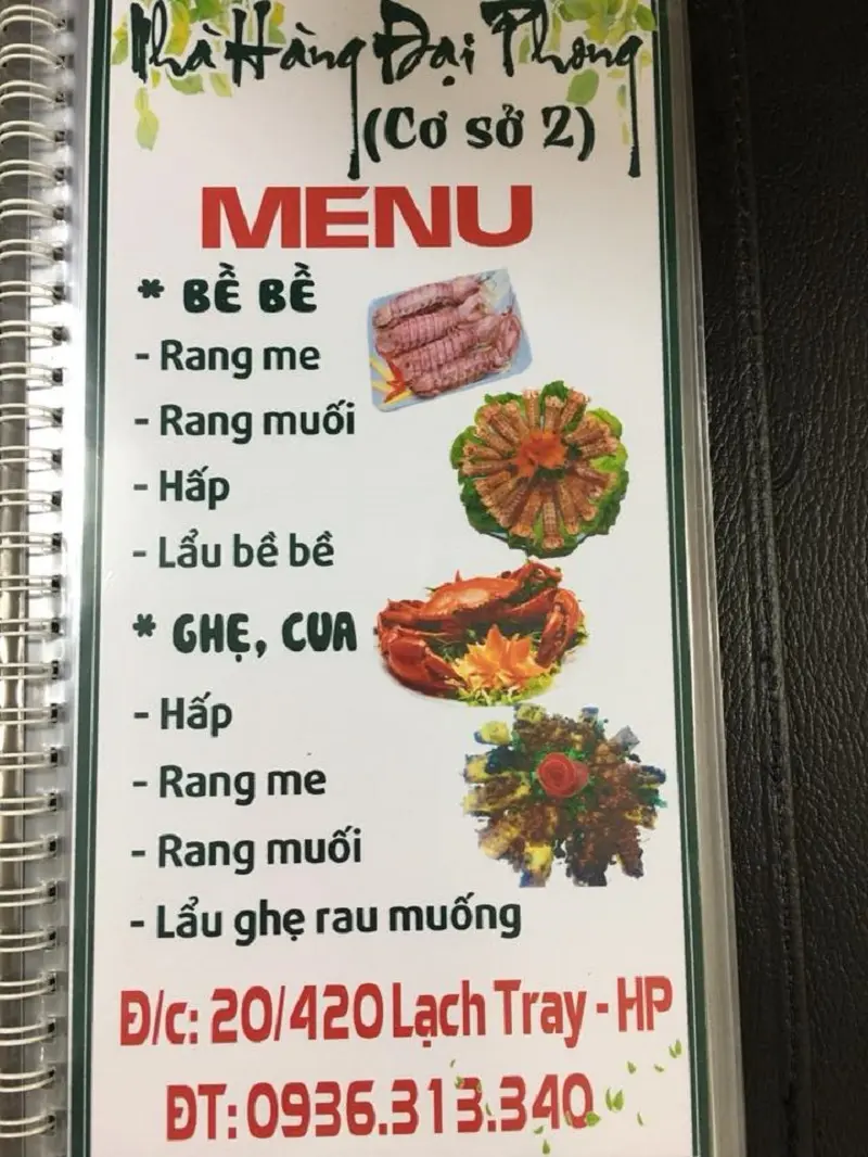 Hấp dẫn với thực đơn tại Nh&agrave; h&agrave;ng hải sản Đại Phong Hải Ph&ograve;ng 6