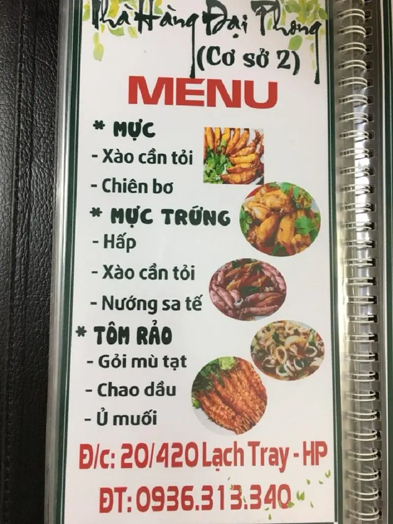 Hấp dẫn với thực đơn tại Nh&agrave; h&agrave;ng hải sản Đại Phong Hải Ph&ograve;ng 5