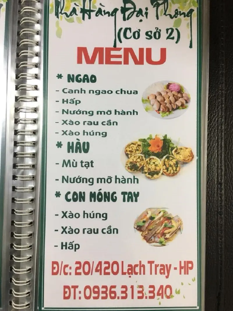 Hấp dẫn với thực đơn tại Nh&agrave; h&agrave;ng hải sản Đại Phong Hải Ph&ograve;ng 8