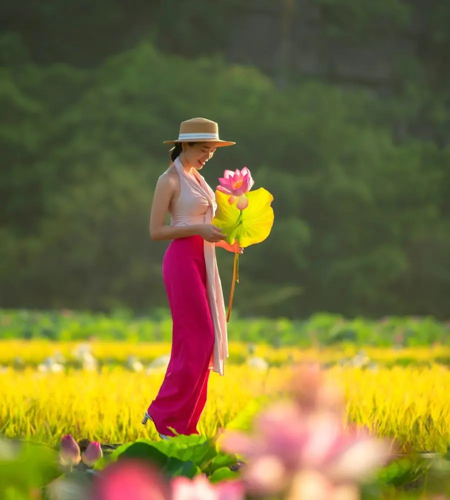 Ninh B&igrave;nh m&ugrave;a sen đẹp ng&acirc;y ngất như một bức tranh đầy n&eacute;t chấm ph&aacute; 8
