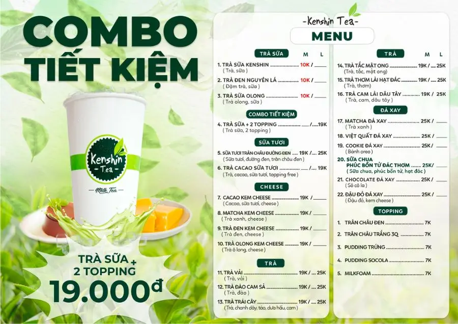 Kenshin Tea S&oacute;c Trăng, qu&aacute;n tr&agrave; sữa rất được giới trẻ ưa chuộng 4