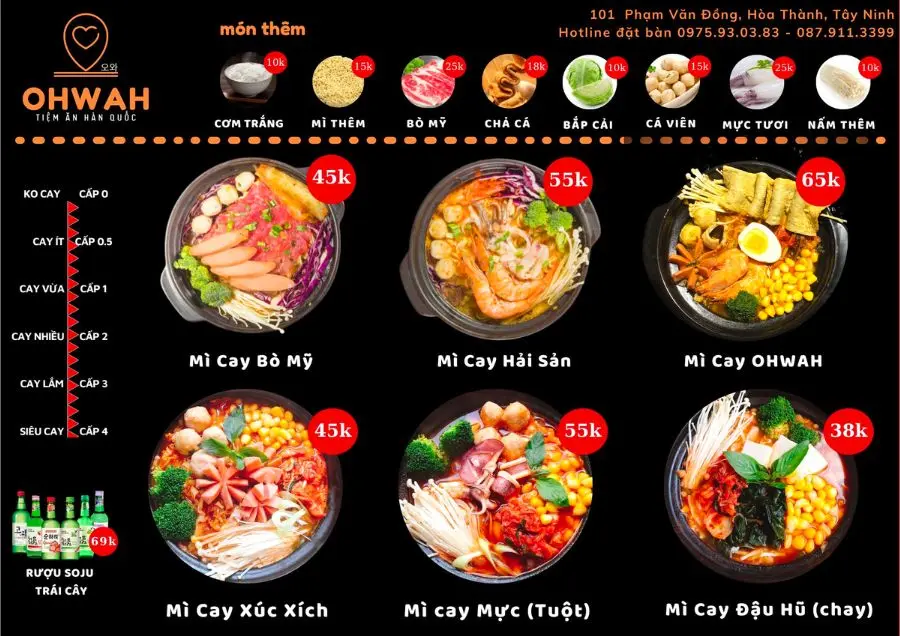 Đến mỳ cay OHWAH thưởng thức menu m&oacute;n ngon miễn ch&ecirc; 3