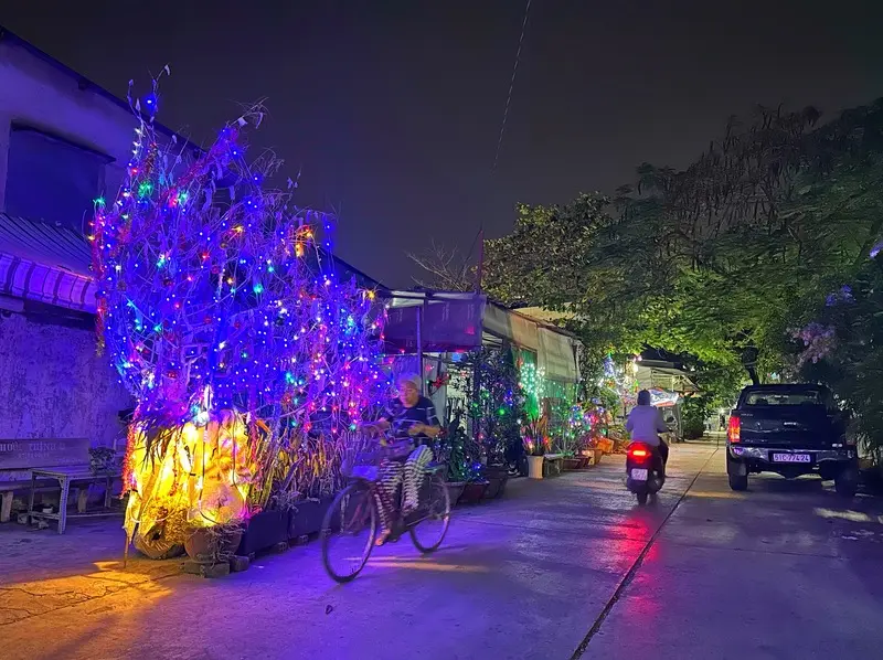 X&oacute;m đạo Quận 8 nhộn nhịp v&agrave; lung linh dưới &aacute;nh đ&egrave;n Gi&aacute;ng Sinh 20
